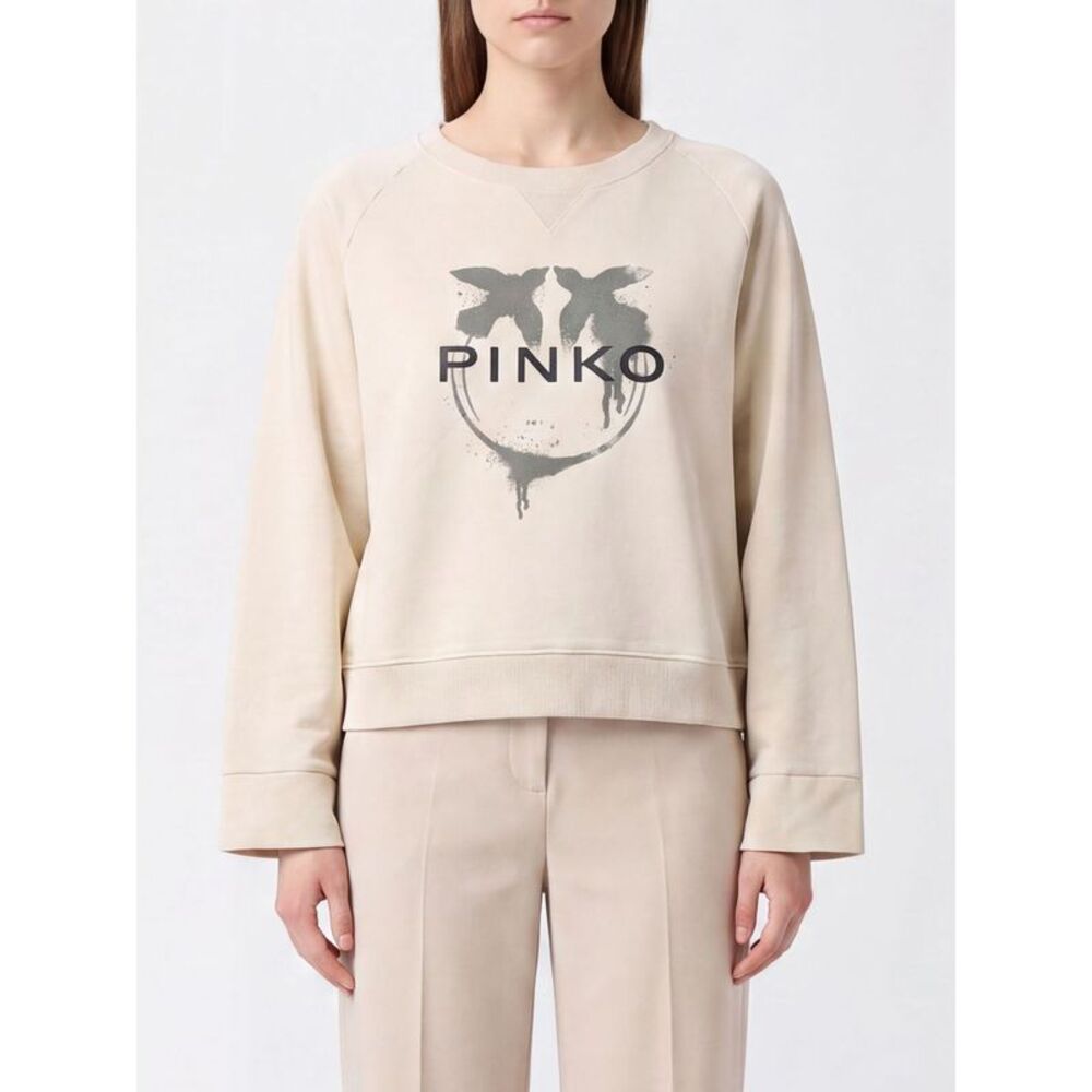 Pinko Love Birds Logo-Print Cotton Crewneck Sweatshirt